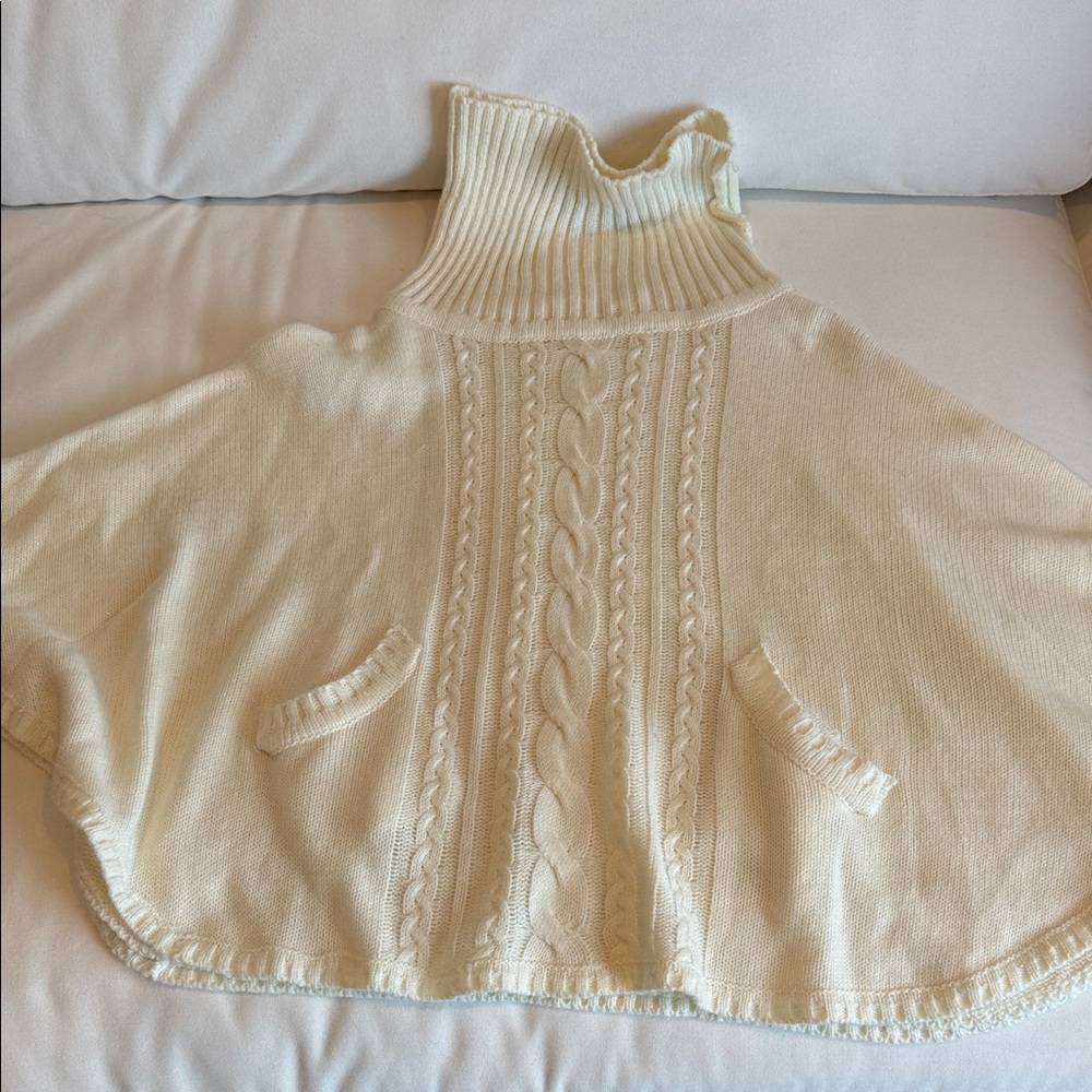 Crown & Ivy Cream Cable Knit Poncho